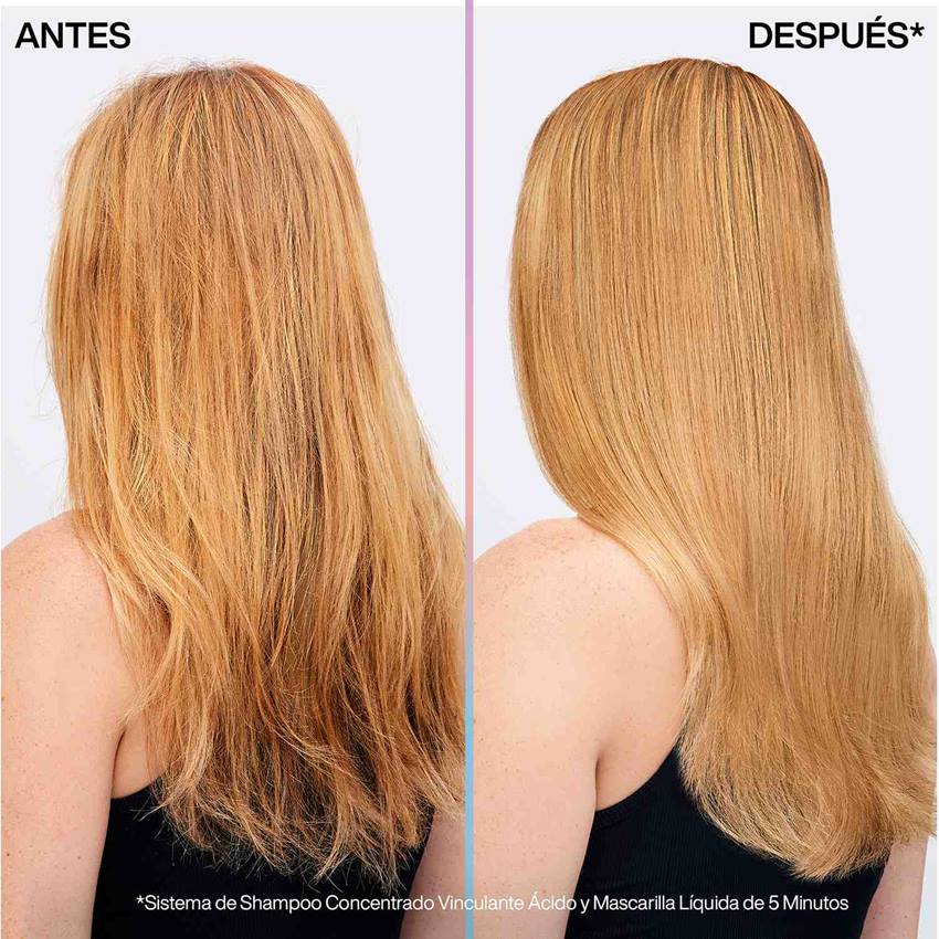 Comparacion de cabello rubio antes y despues del
