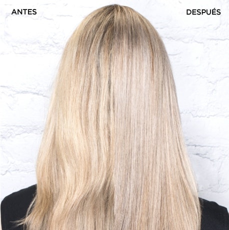 Antes y después cabello rubio platinado