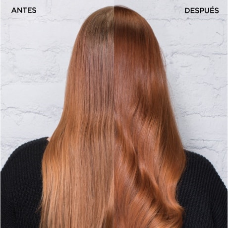 Antes y después de un cabello colorín