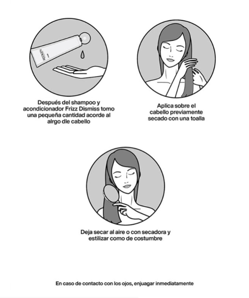 Modo de Uso Crema Termo protectora para Cabello con Frizz Frizz Dismiss