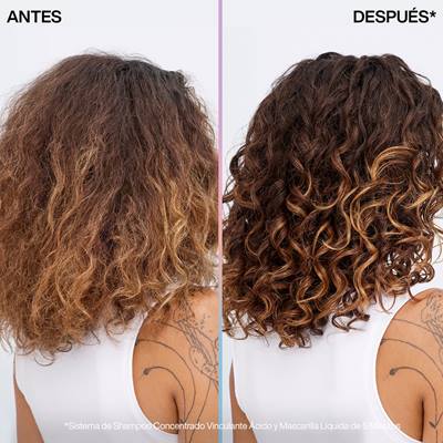 Antes y después de un cabello rizado dañado